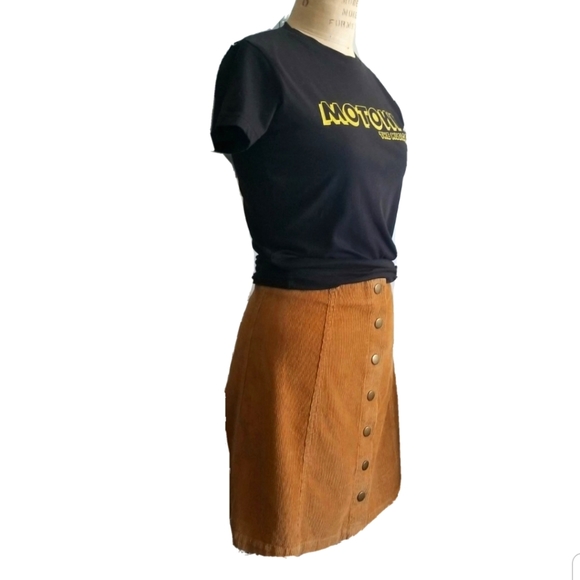 Vintage Mustard Gold Corduroy Short Skirt M/L - Picture 4 of 6